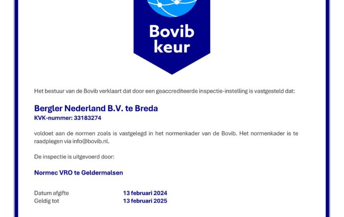 Bovib Keurmerk Certificaat Bergler Nederland BV